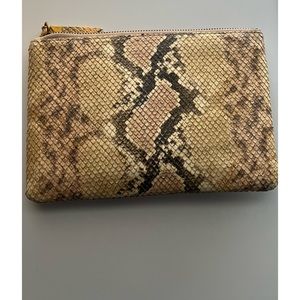 Madewell The Leather Pouch Clutch: Snake Embossed Edition in Blush Multi